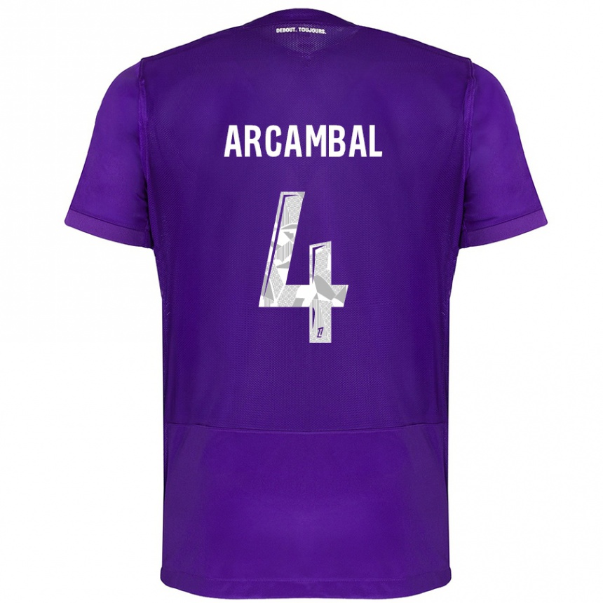 Kids Football Anais Arcambal #4 Purple White Home Jersey 2024/25 T-Shirt Australia