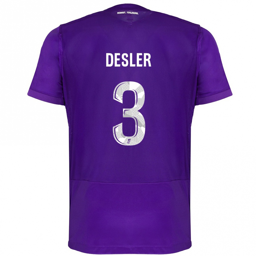 Kids Football Mikkel Desler #3 Purple White Home Jersey 2024/25 T-Shirt Australia