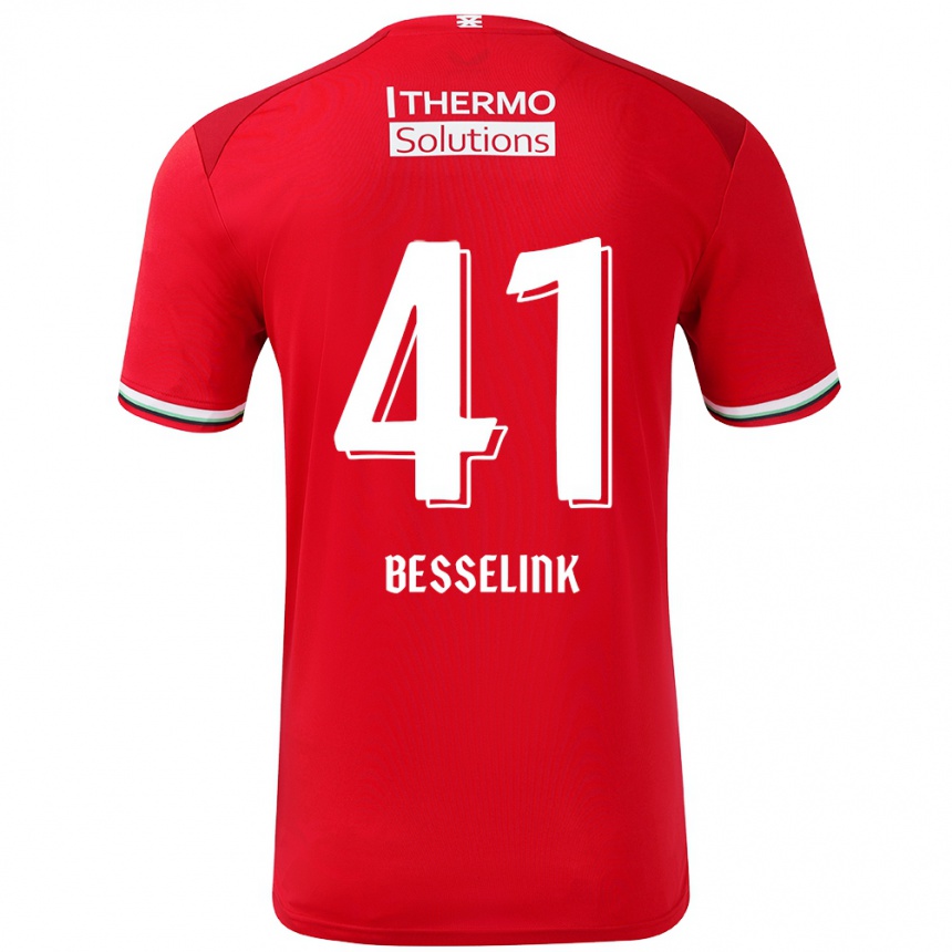 Kids Football Gijs Besselink #41 Red White Home Jersey 2024/25 T-Shirt Australia