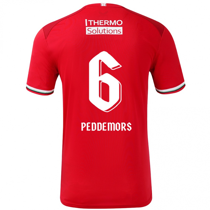 Kids Football Ella Peddemors #6 Red White Home Jersey 2024/25 T-Shirt Australia