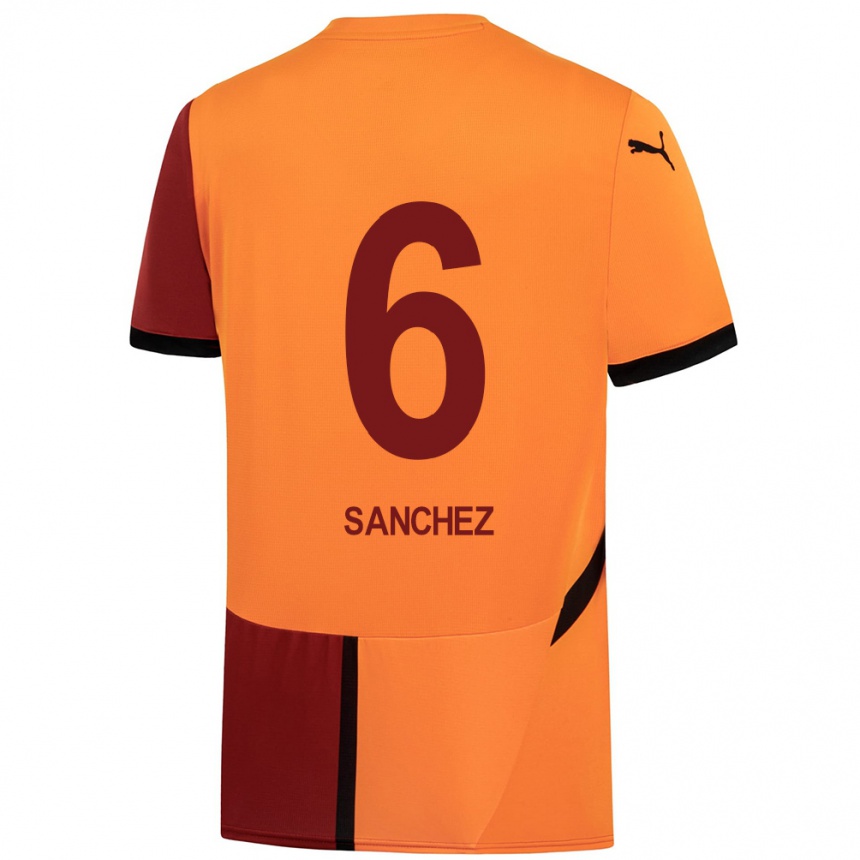 Kids Football Davinson Sanchez #6 Yellow Red Home Jersey 2024/25 T-Shirt Australia