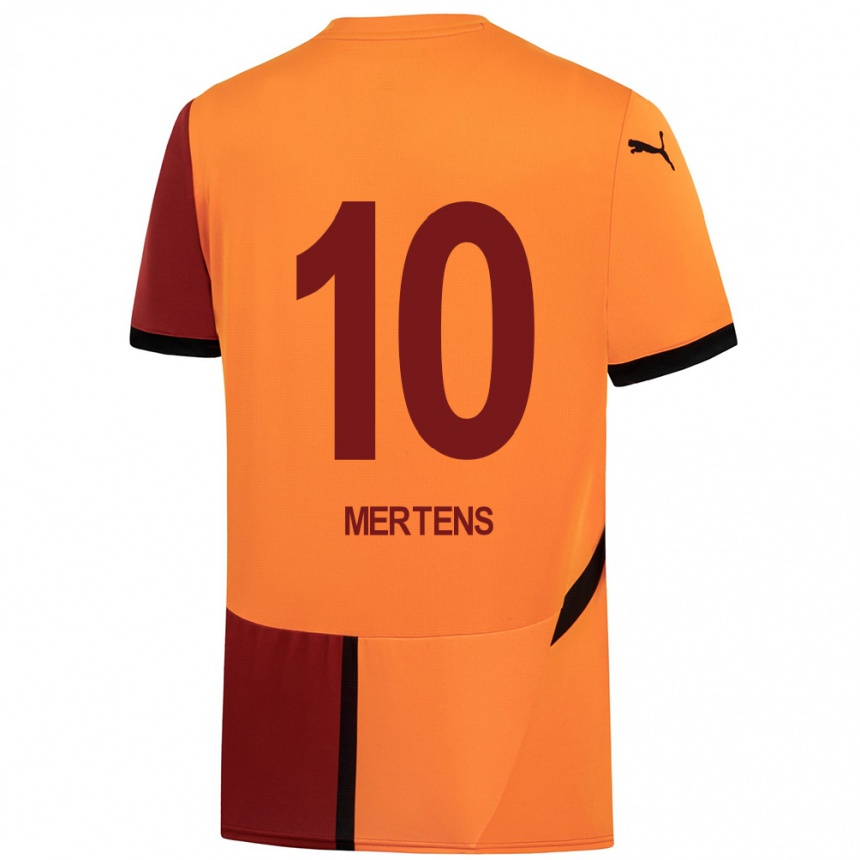 Kids Football Dries Mertens #10 Yellow Red Home Jersey 2024/25 T-Shirt Australia