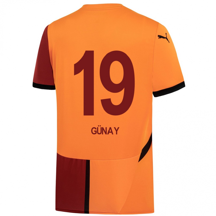 Kids Football Günay Güvenç #19 Yellow Red Home Jersey 2024/25 T-Shirt Australia