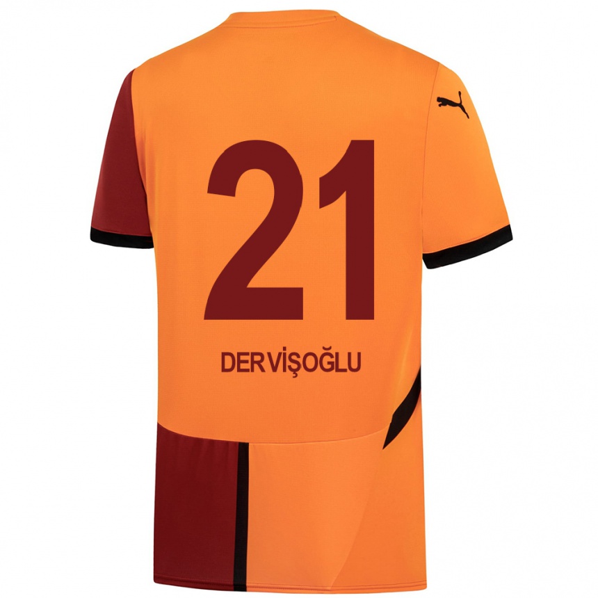 Kids Football Halil Dervişoğlu #21 Yellow Red Home Jersey 2024/25 T-Shirt Australia