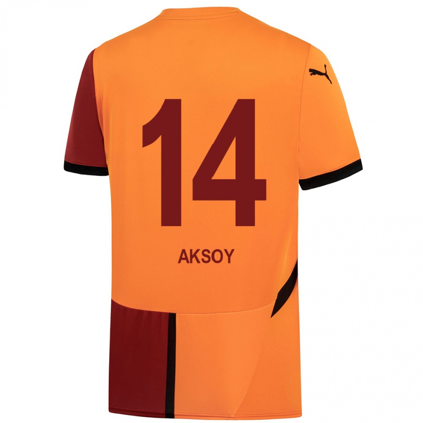 Kids Football Berkan Aksoy #14 Yellow Red Home Jersey 2024/25 T-Shirt Australia