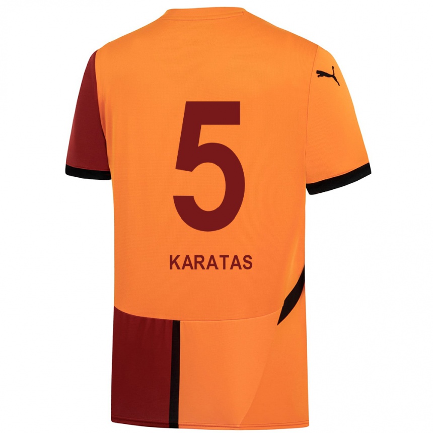 Kids Football Eda Karataş #5 Yellow Red Home Jersey 2024/25 T-Shirt Australia