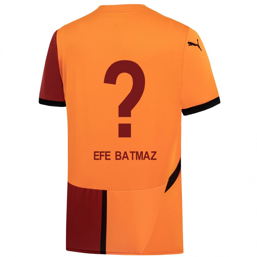 Kids Football Mert Efe Batmaz #0 Yellow Red Home Jersey 2024/25 T-Shirt Australia