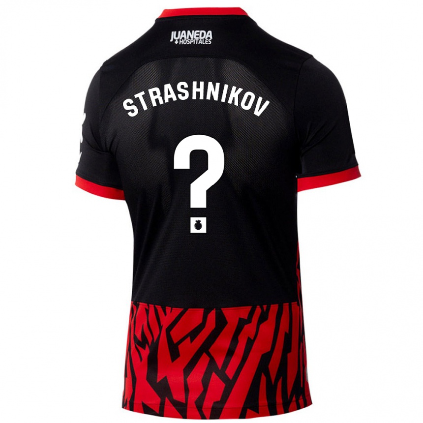 Kids Football Nikolay Strashnikov #0 Black Red Home Jersey 2024/25 T-Shirt Australia