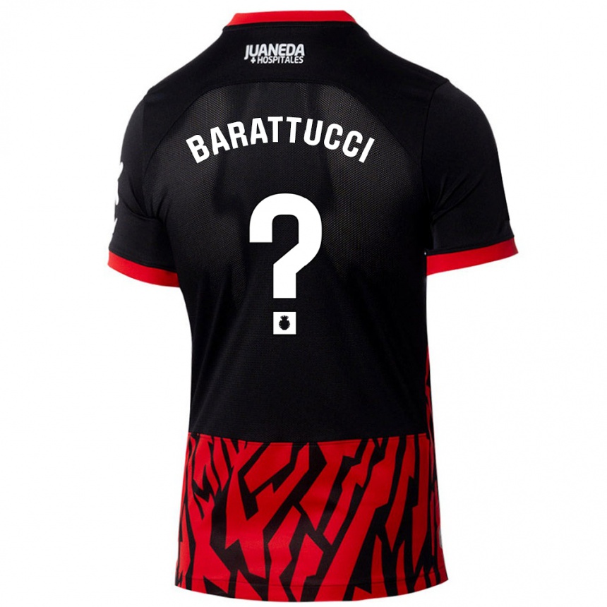 Kids Football Nicolás Barattucci #0 Black Red Home Jersey 2024/25 T-Shirt Australia