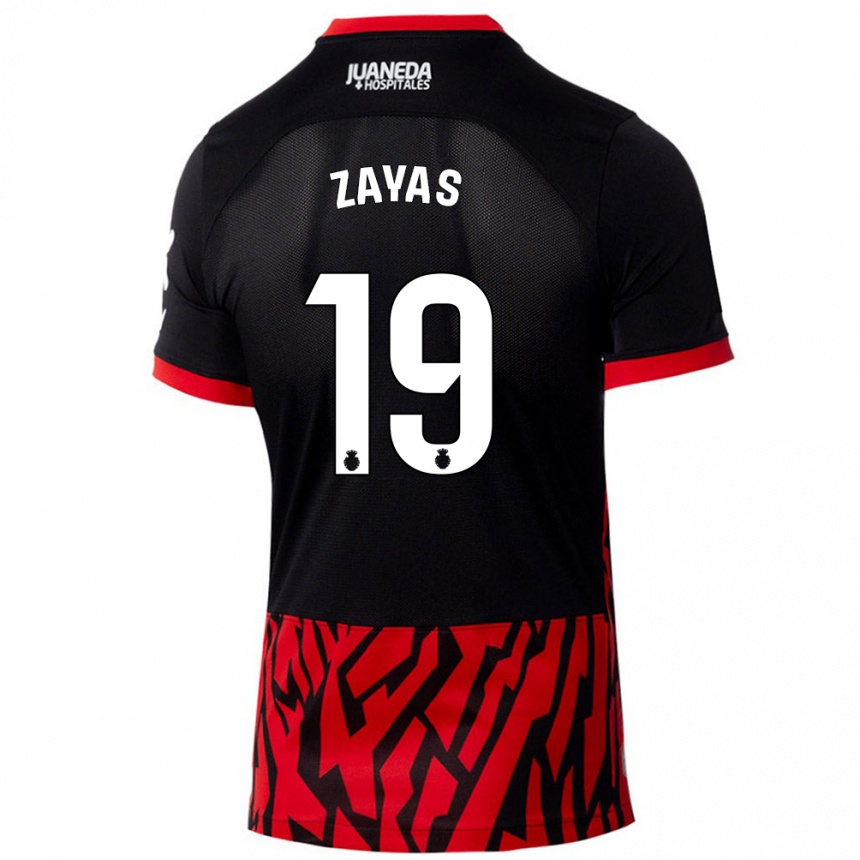 Kids Football Yosmel Zayas #19 Black Red Home Jersey 2024/25 T-Shirt Australia