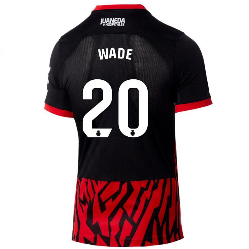 Kids Football Sebas Wade #20 Black Red Home Jersey 2024/25 T-Shirt Australia