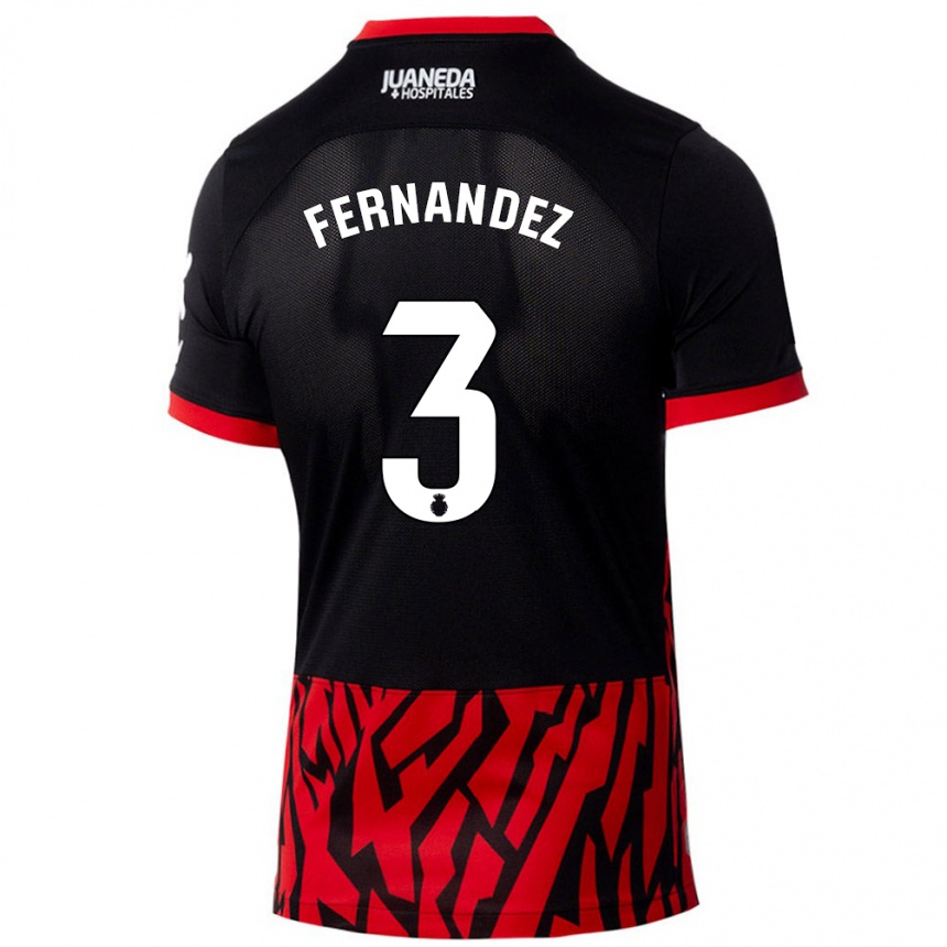 Kids Football Marcos Fernández #3 Black Red Home Jersey 2024/25 T-Shirt Australia