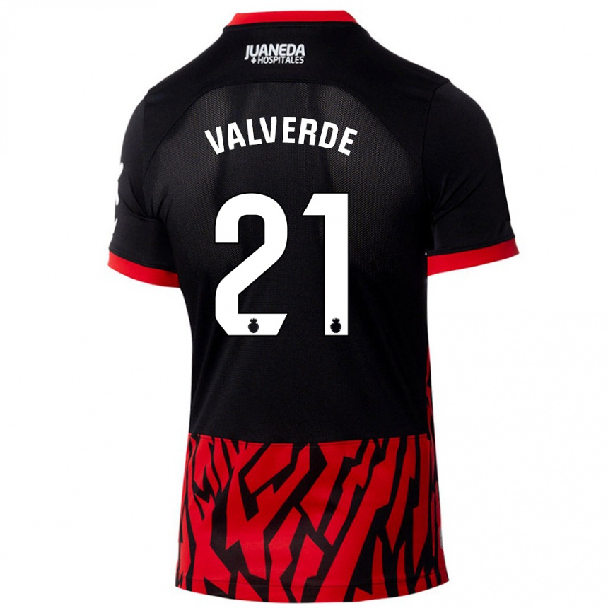 Kids Football David Valverde #21 Black Red Home Jersey 2024/25 T-Shirt Australia