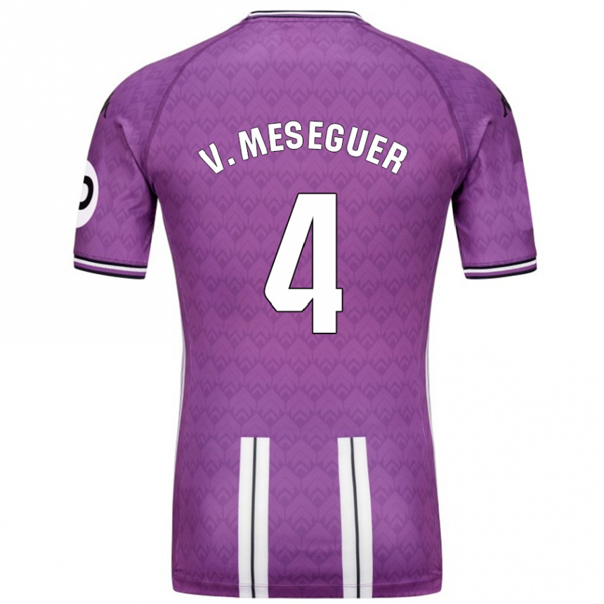 Kids Football Víctor Meseguer #4 Purple White Home Jersey 2024/25 T-Shirt Australia