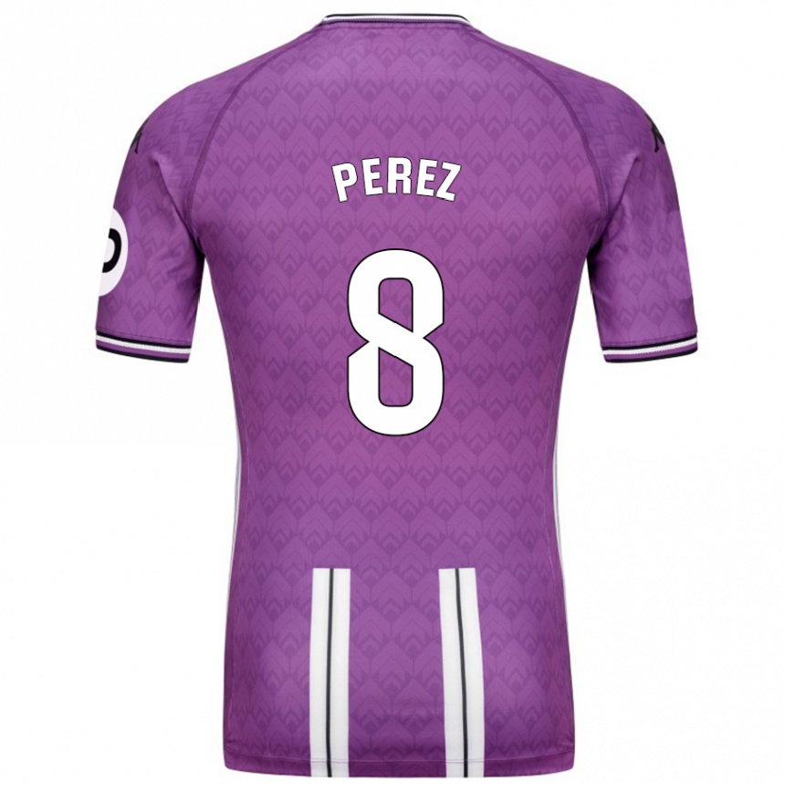 Kids Football Kike Pérez #8 Purple White Home Jersey 2024/25 T-Shirt Australia