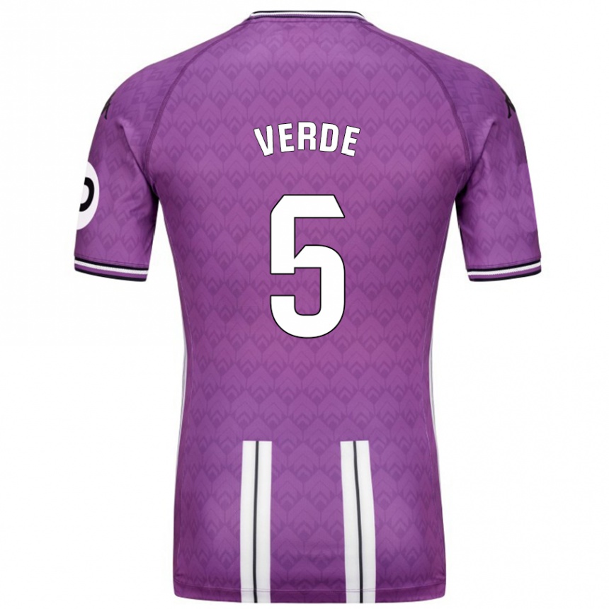 Kids Football Adrián Verde #5 Purple White Home Jersey 2024/25 T-Shirt Australia