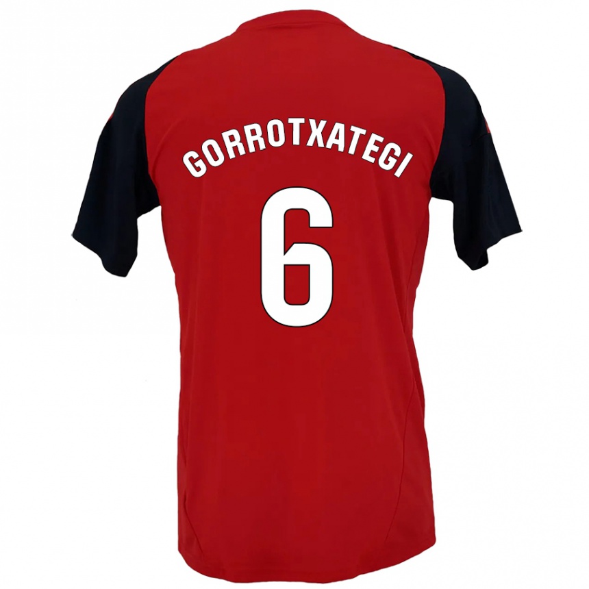 Kids Football Jon Gorrotxategi #6 Red Black Home Jersey 2024/25 T-Shirt Australia