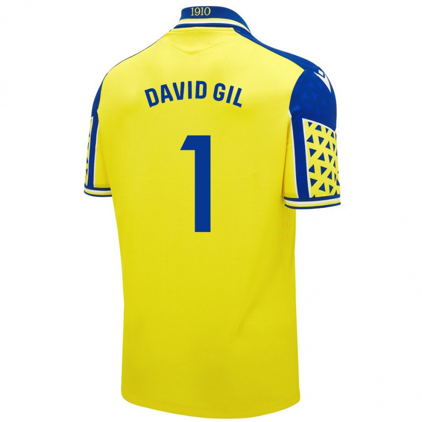 Kids Football David Gil #1 Yellow Blue Home Jersey 2024/25 T-Shirt Australia