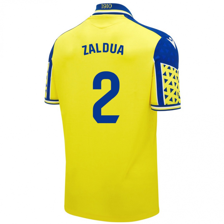 Kids Football Joseba Zaldua #2 Yellow Blue Home Jersey 2024/25 T-Shirt Australia