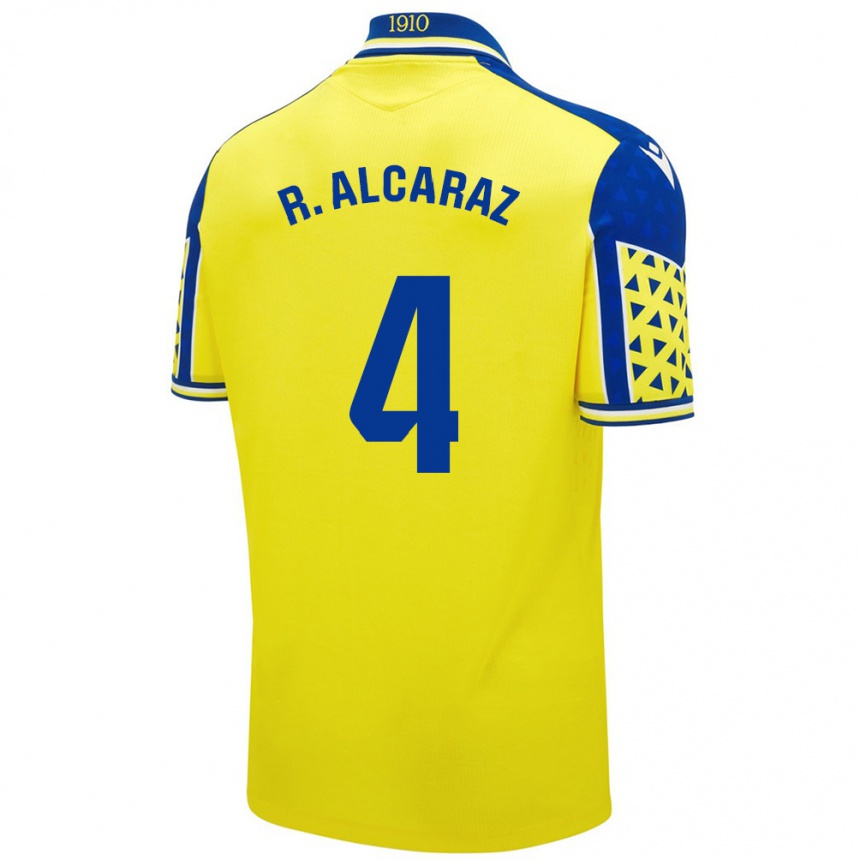 Kids Football Rubén Alcaraz #4 Yellow Blue Home Jersey 2024/25 T-Shirt Australia