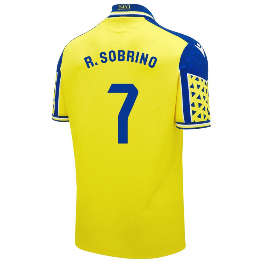 Kids Football Rubén Sobrino #7 Yellow Blue Home Jersey 2024/25 T-Shirt Australia