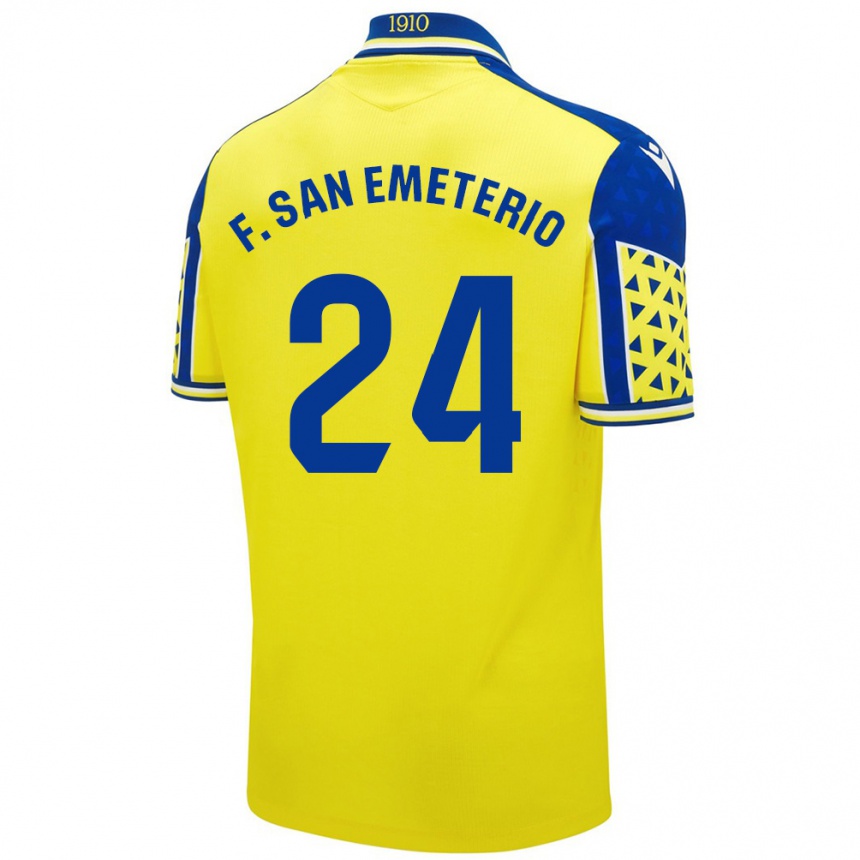 Kids Football Fede San Emeterio #24 Yellow Blue Home Jersey 2024/25 T-Shirt Australia