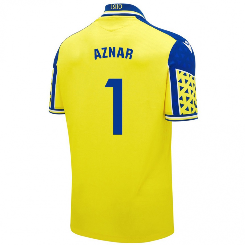 Kids Football Victor Aznar #1 Yellow Blue Home Jersey 2024/25 T-Shirt Australia