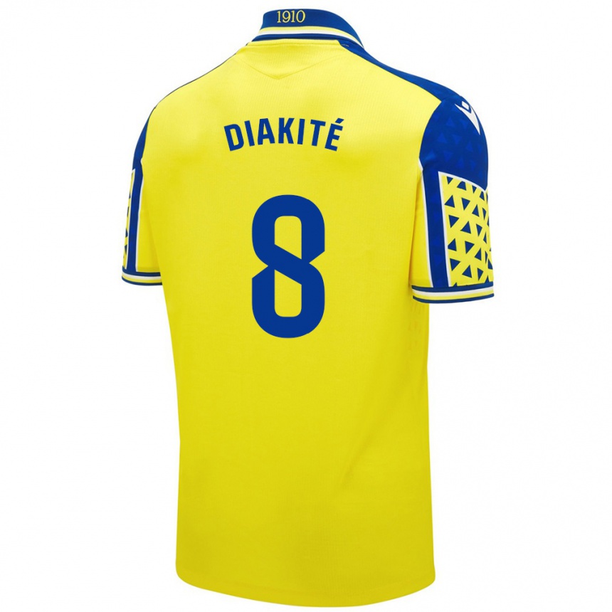 Kids Football Moussa Diakité #8 Yellow Blue Home Jersey 2024/25 T-Shirt Australia