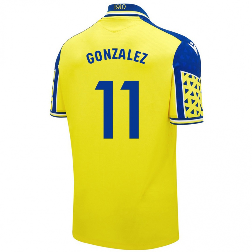 Kids Football Chus González #11 Yellow Blue Home Jersey 2024/25 T-Shirt Australia