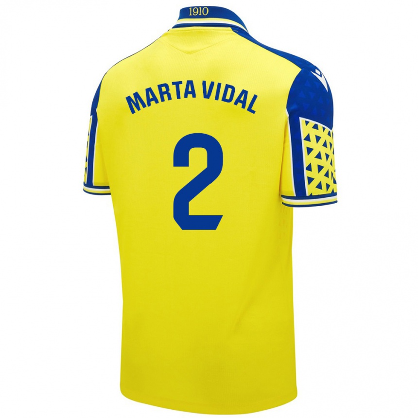 Kids Football Marta Vidal Vela #2 Yellow Blue Home Jersey 2024/25 T-Shirt Australia