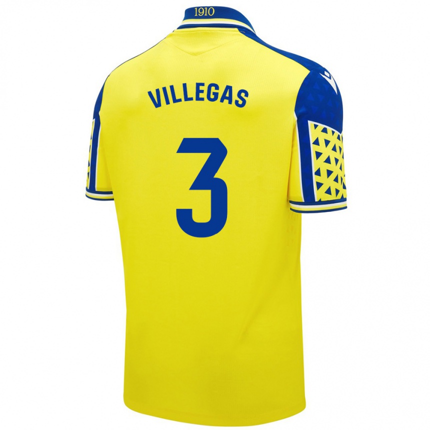 Kids Football Virginia Villegas Rico #3 Yellow Blue Home Jersey 2024/25 T-Shirt Australia