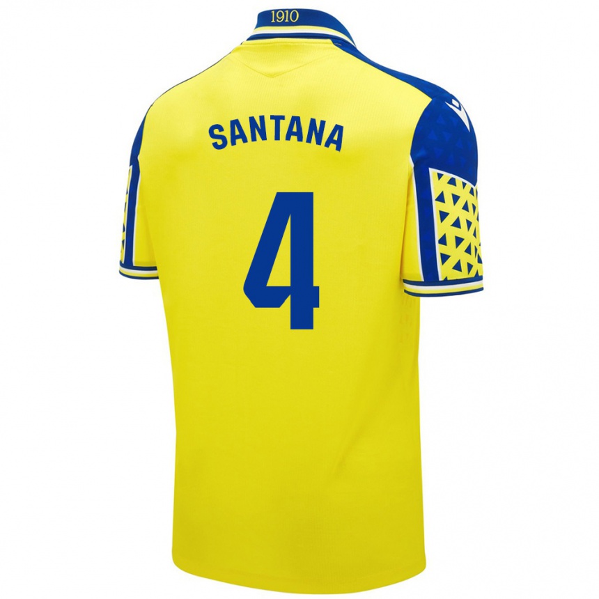 Kids Football María Del Carmen Santana Vázquez #4 Yellow Blue Home Jersey 2024/25 T-Shirt Australia