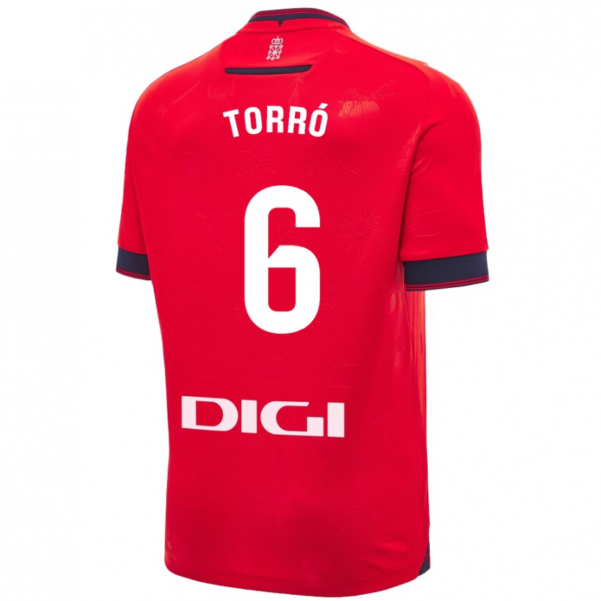 Kids Football Lucas Torró #6 Red White Home Jersey 2024/25 T-Shirt Australia