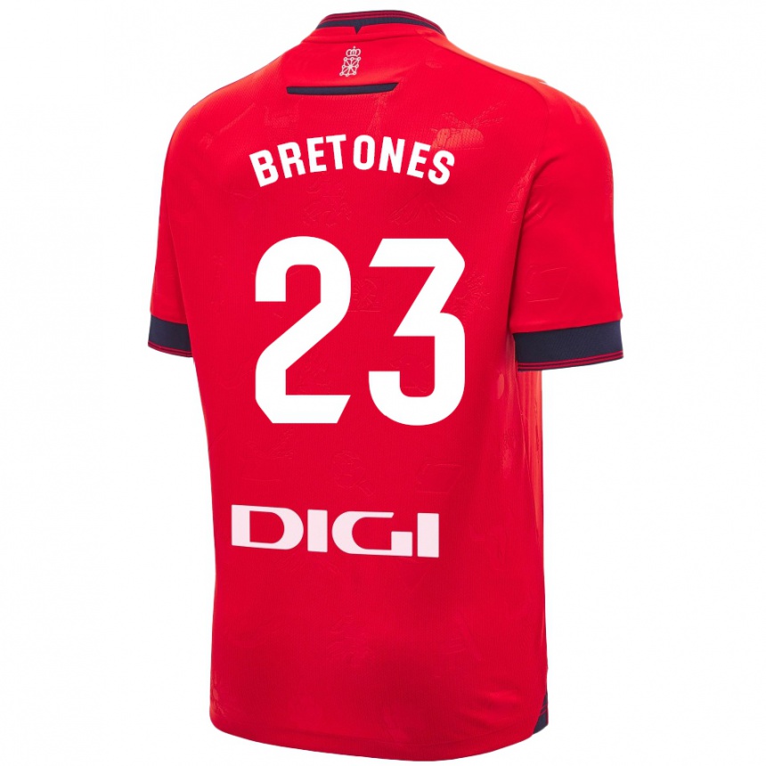 Kids Football Abel Bretones #23 Red White Home Jersey 2024/25 T-Shirt Australia