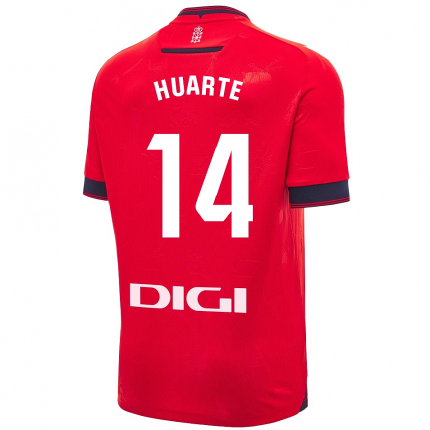 Kids Football Xabi Huarte #14 Red White Home Jersey 2024/25 T-Shirt Australia