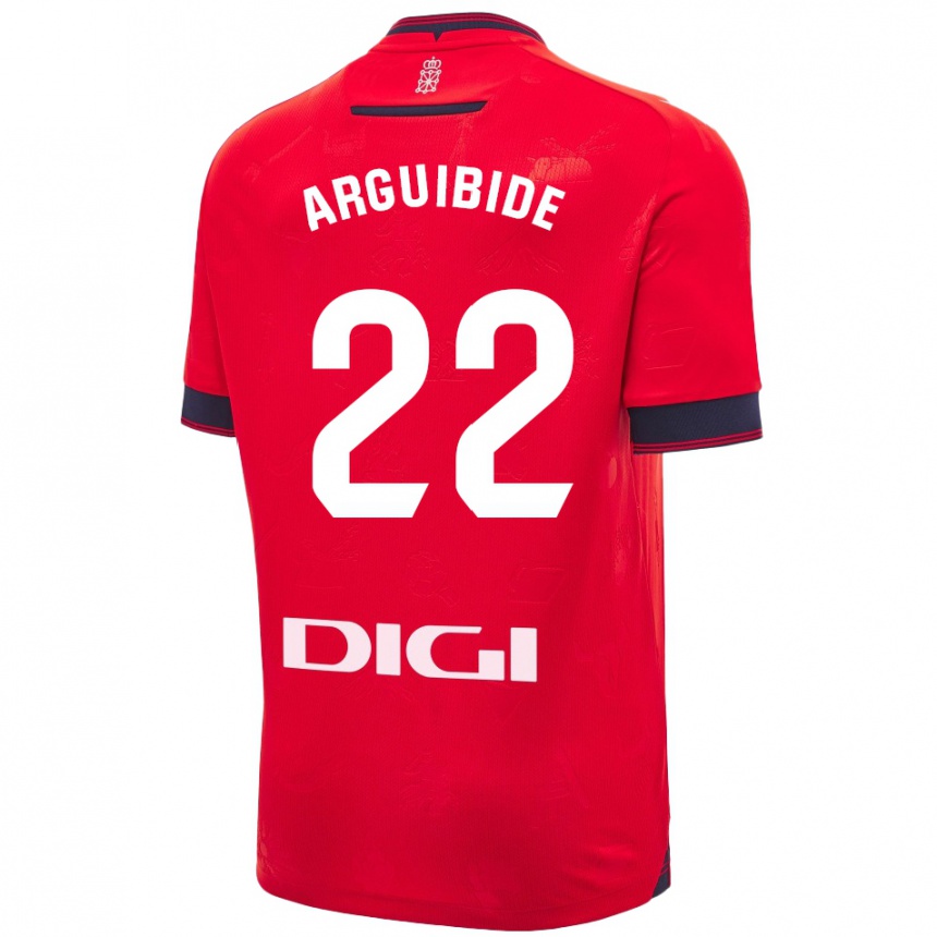 Kids Football Iñigo Arguibide #22 Red White Home Jersey 2024/25 T-Shirt Australia