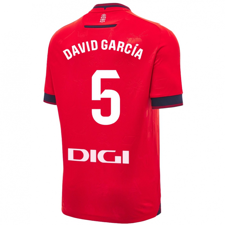 Kids Football David García #5 Red White Home Jersey 2024/25 T-Shirt Australia