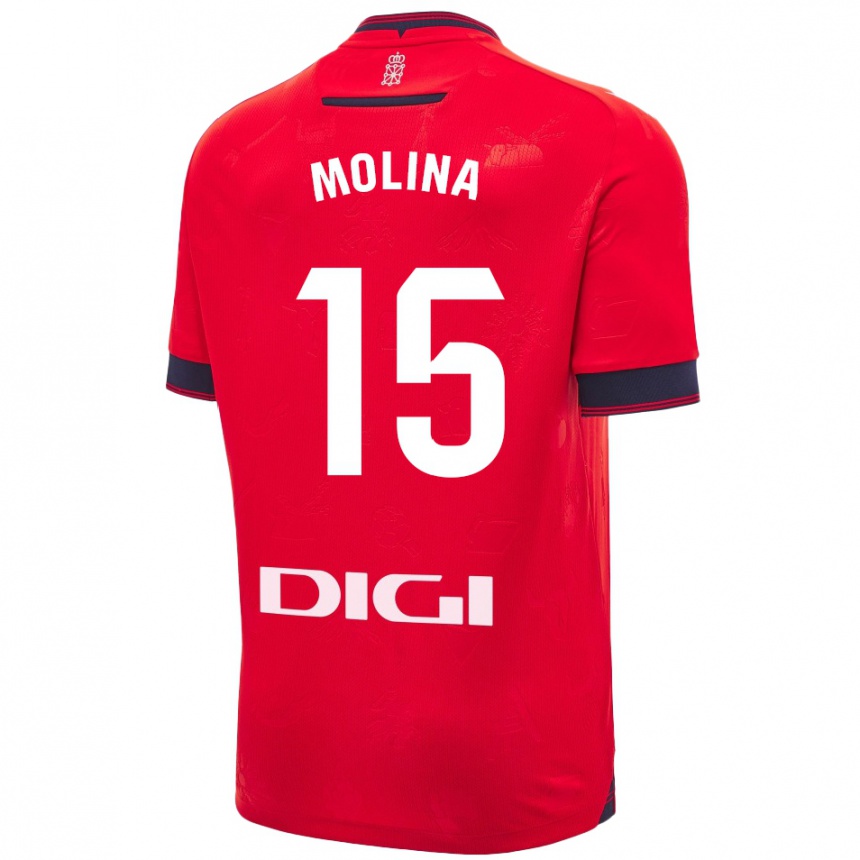 Kids Football Guillem Molina #15 Red White Home Jersey 2024/25 T-Shirt Australia