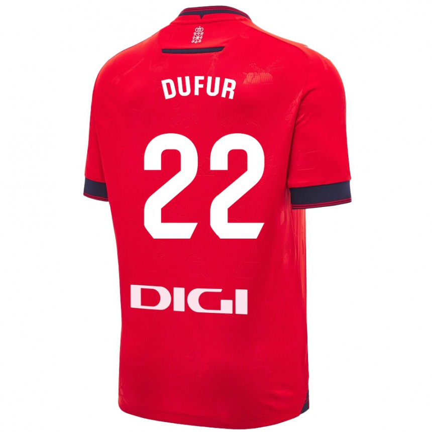 Kids Football Ander Dufur #22 Red White Home Jersey 2024/25 T-Shirt Australia