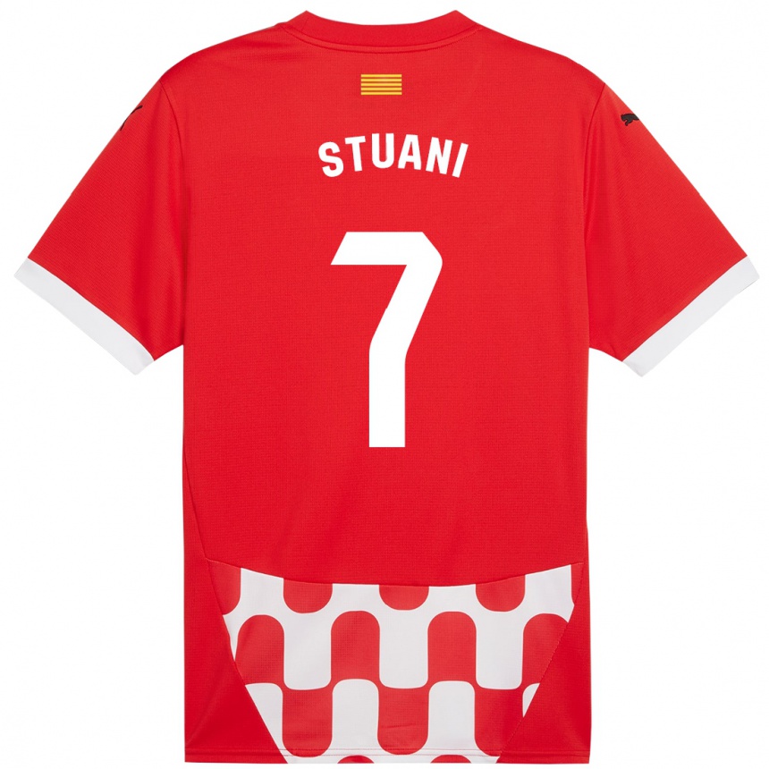 Kids Football Cristhian Stuani #7 Red White Home Jersey 2024/25 T-Shirt Australia