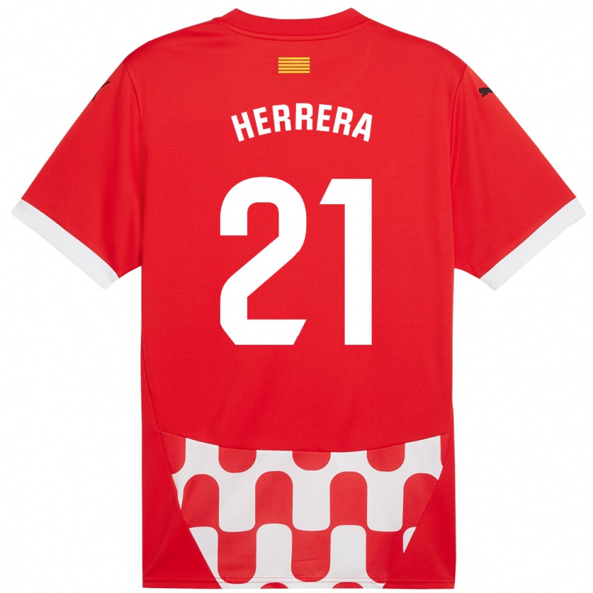 Kids Football Yangel Herrera #21 Red White Home Jersey 2024/25 T-Shirt Australia