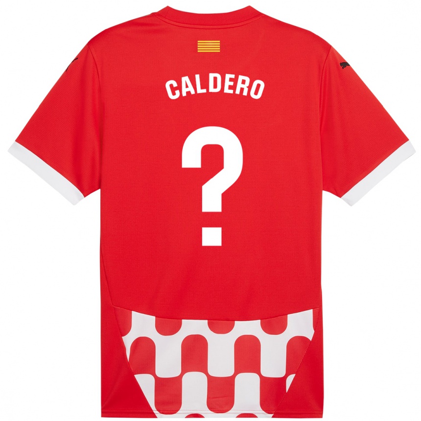 Kids Football Nil Caldero #0 Red White Home Jersey 2024/25 T-Shirt Australia