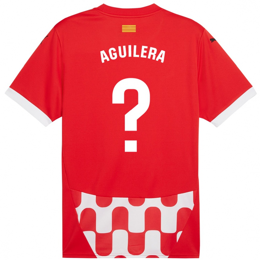 Kids Football Oriol Aguilera #0 Red White Home Jersey 2024/25 T-Shirt Australia