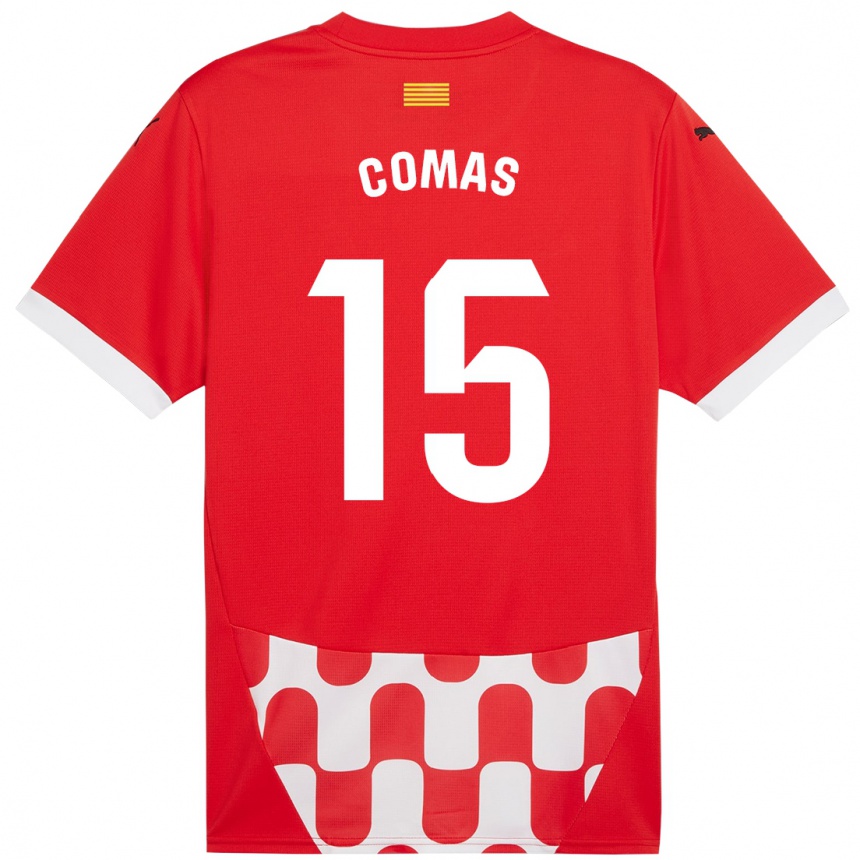 Kids Football Oriol Comas #15 Red White Home Jersey 2024/25 T-Shirt Australia