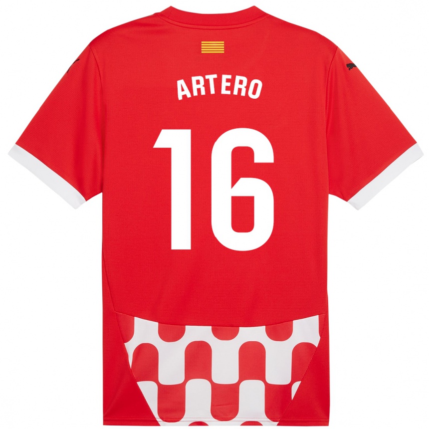 Kids Football Ricard Artero #16 Red White Home Jersey 2024/25 T-Shirt Australia