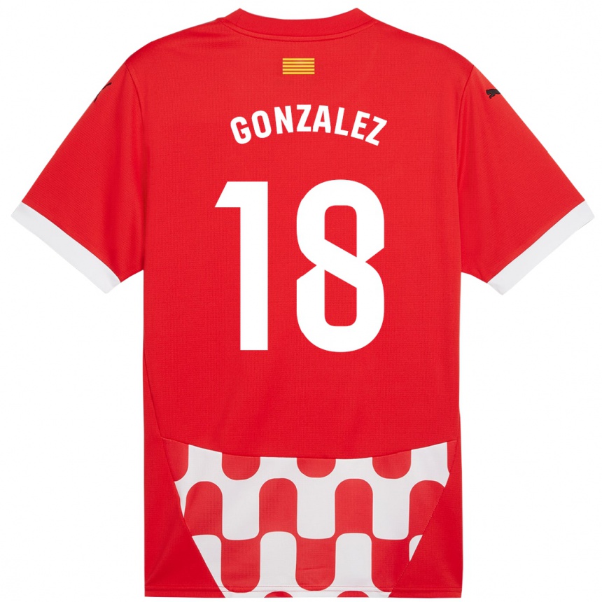 Kids Football Gerard Gonzalez #18 Red White Home Jersey 2024/25 T-Shirt Australia