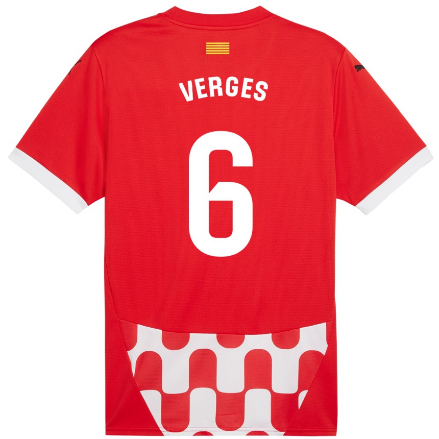 Kids Football Mar Vergés #6 Red White Home Jersey 2024/25 T-Shirt Australia