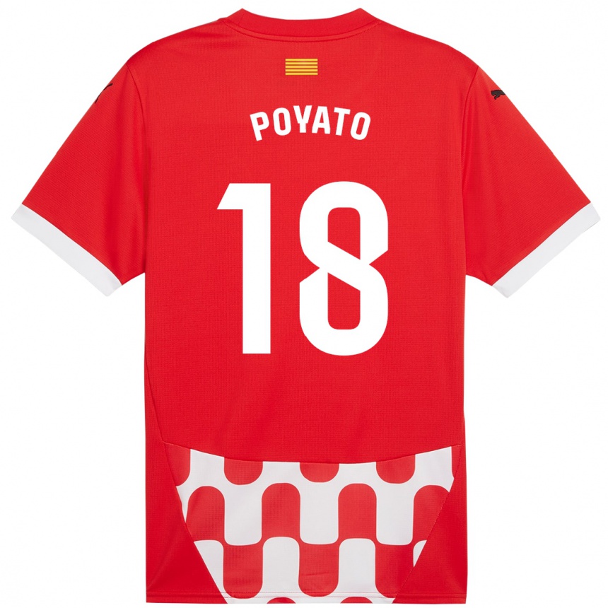 Kids Football Marina Poyato #18 Red White Home Jersey 2024/25 T-Shirt Australia