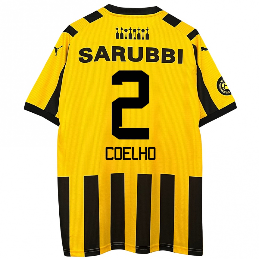 Kids Football Léo Coelho #2 Yellow Black Home Jersey 2024/25 T-Shirt Australia