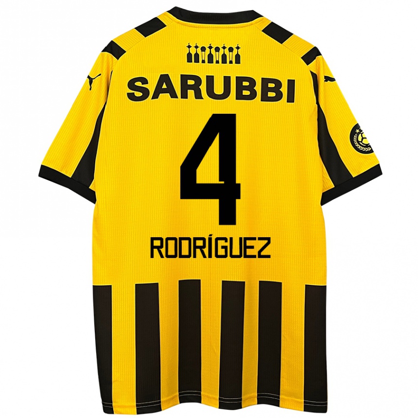 Kids Football Guzmán Rodríguez #4 Yellow Black Home Jersey 2024/25 T-Shirt Australia